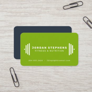 Modern Fitness Trainer Coach Bright Green Blue Business Card by LeaDelaverisDesign at Zazzle