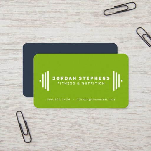 Customizable Modern fitness trainer coach bright green blue business card