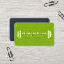 Modern fitness trainer coach bright green blue business card