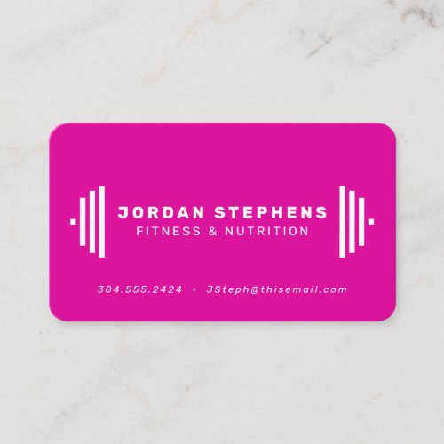 Modern fitness trainer coach bright magenta pink business card