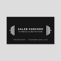 Modern fitness trainer coach chic black business card