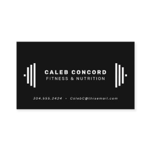 Modern fitness trainer coach chic black business card