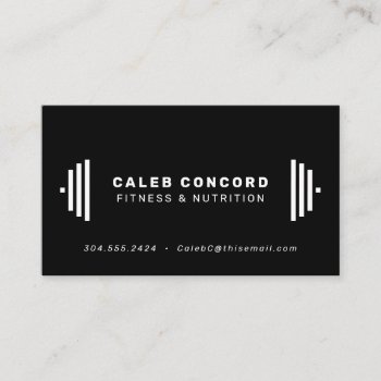 Modern Fitness Trainer Coach Chic Black Business Card by LeaDelaverisDesign at Zazzle