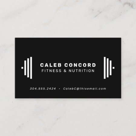 Modern Fitness Trainer Coach Chic Black Business Card