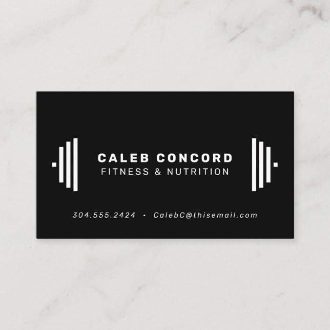 Modern fitness trainer coach chic black business card (Front)