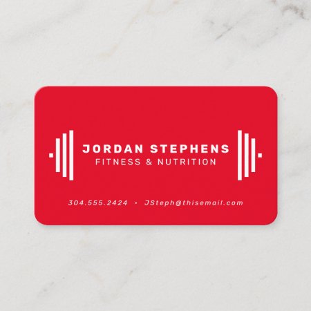Modern Fitness Trainer Coach Red Business Card