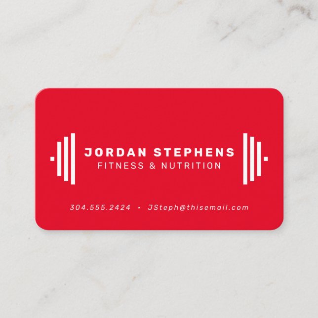 Modern fitness trainer coach red business card (Front)