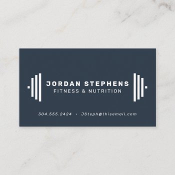 Modern Fitness Trainer Coach Slate Blue Business Card by LeaDelaverisDesign at Zazzle