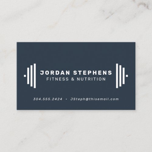 Modern fitness trainer coach slate blue business card