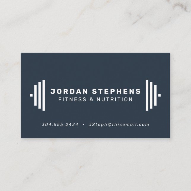 Modern fitness trainer coach slate blue business card (Front)