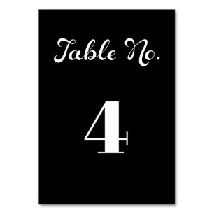 Modern Flair Script Minimalist Black Wedding Table Number
