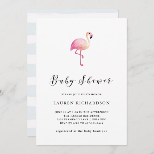 Modern Flamingo  Baby Shower Invitation