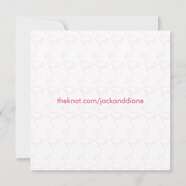 Modern Flamingo Pink Wedding Website Custom Note Card (Back)