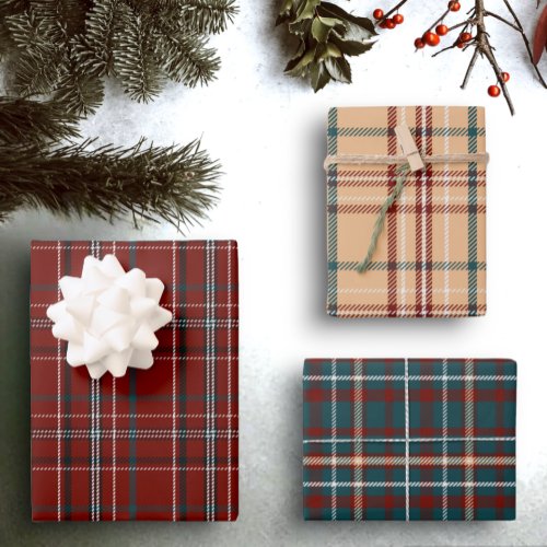 Modern Flannel Plaid Winter Holiday Christmas Gift Wrapping Paper Sheets
