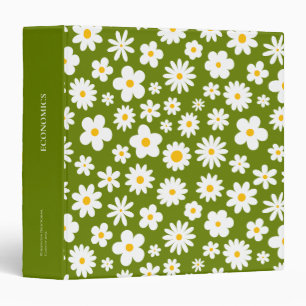 Modern Flat Graphic Daisy Green 3 Ring Binder