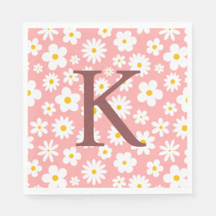 Modern Flat Graphic Daisy Pink Napkins