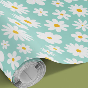 Modern Flat Graphic Daisy Robin's Egg Any Occasion Wrapping Paper