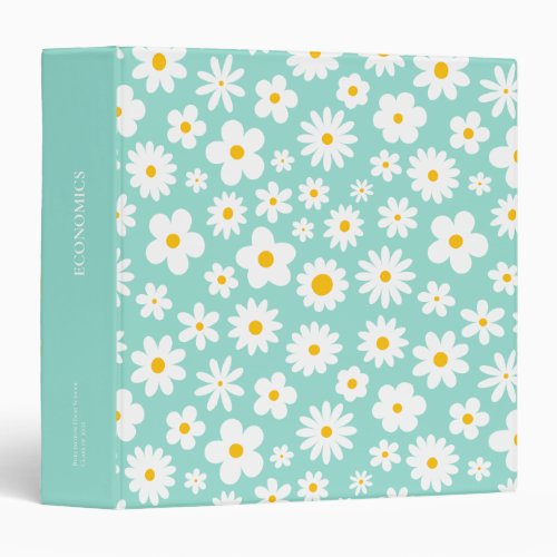 Modern Flat Graphic Daisy Robins Egg Blue  3 Ring Binder