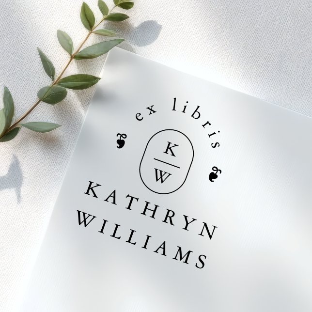 Modern Fleuron Monogram Ex Libris Bookplate Book Self-inking Stamp (Creator Uploaded)