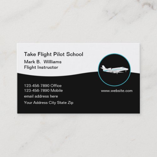 Modern Flight School Pilot Business Cards