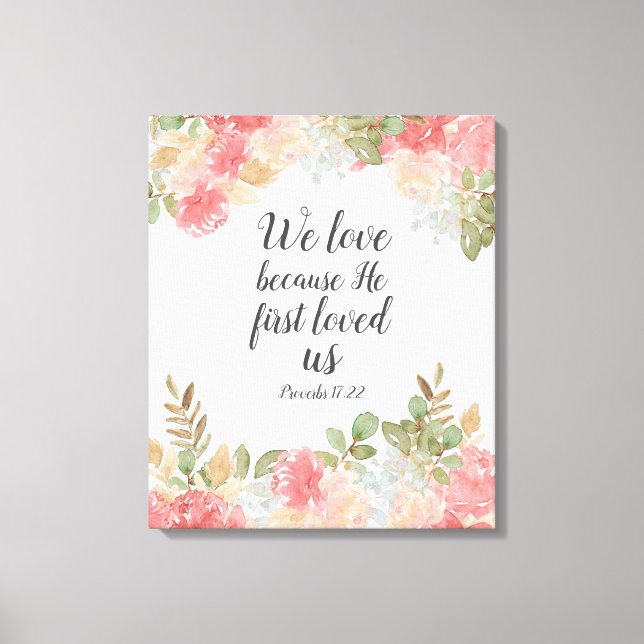 Modern Floral 1 John 14:19 Faux Canvas Print (Front)