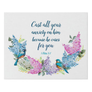 Modern Floral 1 Peter 5:7 Faux Canvas Print