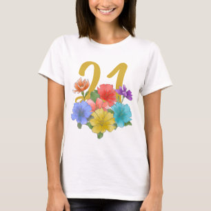 Modern Floral 21 Primaveras Birthday T-Shirt
