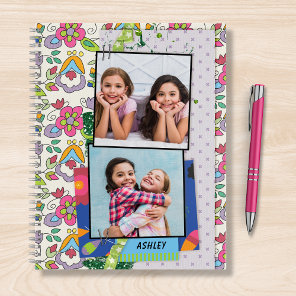 Modern Floral 2 Photo Personalized Name Notebook