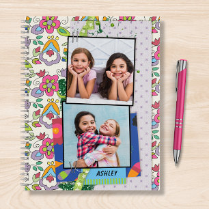 Modern Floral 2 Photo Personalized Name Notebook