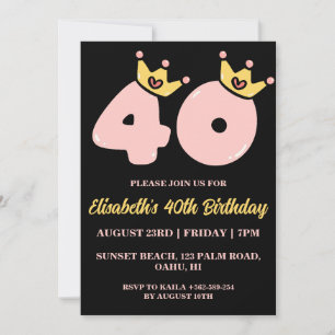 modern floral 40th birthday invitations