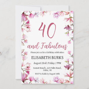 modern floral 40th birthday invitations