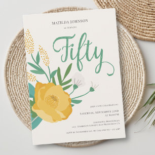 Modern Floral 50th Birthday Party Invitation