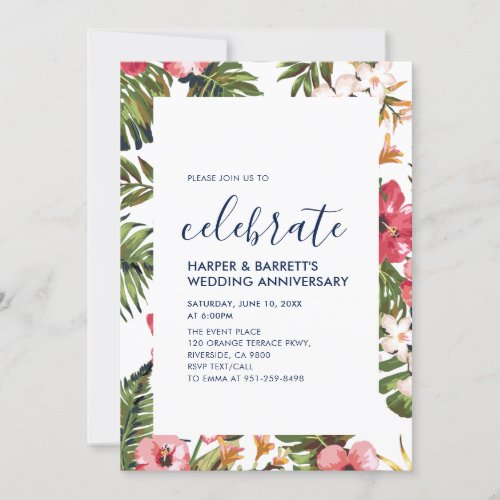 Modern Floral 50th Wedding Anniversary Party Invitation