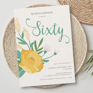 Modern Floral 60th Birthday Party Invitation