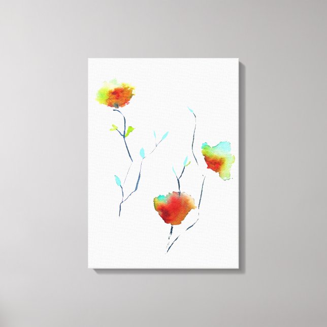 Modern Floral Abstract art flower watercolor Canvas Print (Front)
