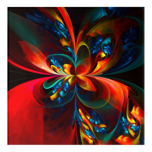 Modern Floral Abstract Art Orange Blue Pattern #14