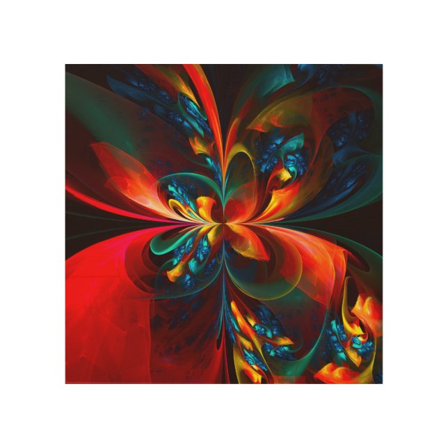 Modern Floral Abstract Art Orange Blue Pattern #14 (Front)