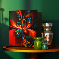 Modern Floral Abstract Art Orange Blue Pattern #14