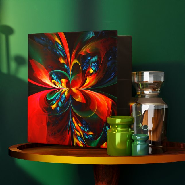 Modern Floral Abstract Art Orange Blue Pattern #14 3 Ring Binder (Modern Floral Abstract Art Orange Blue Pattern #14 3 Ring Binder)