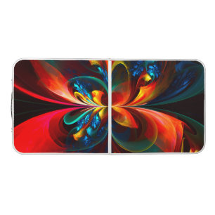 Modern Floral Abstract Art Orange Blue Pattern #14 Beer Pong Table