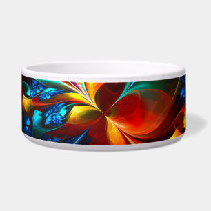 Modern Floral Abstract Art Orange Blue Pattern #14 Bowl
