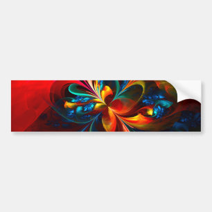 Modern Floral Abstract Art Orange Blue Pattern #14 Bumper Sticker