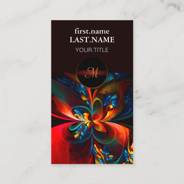 Modern Floral Abstract Art Orange Blue Pattern #14 Business Card (Front)