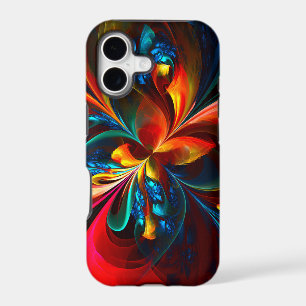 Modern Floral Abstract Art Orange Blue Pattern #14 iPhone 17 Case