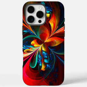 Modern Floral Abstract Art Orange Blue Pattern #14 iPhone 16 Pro Max Case