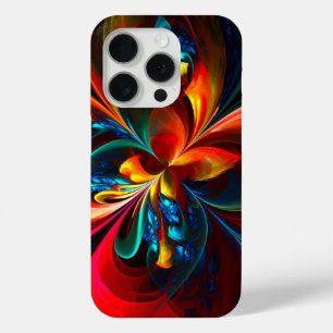 Modern Floral Abstract Art Orange Blue Pattern #14 iPhone 15 Pro Case
