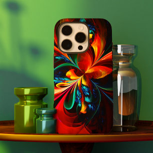 Modern Floral Abstract Art Orange Blue Pattern #14 iPhone 16 Pro Case