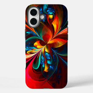 Modern Floral Abstract Art Orange Blue Pattern #14 iPhone 16 Plus Case