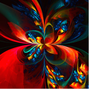 Modern Floral Abstract Art Orange Blue Pattern #14 Cutout