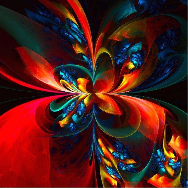 Modern Floral Abstract Art Orange Blue Pattern #14 Cutout (Front)